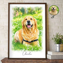 Custom Photo, Art Design, Pet Lovers, Cozy, Photo - Watercolor - With BG - Custom Photo Watercolor Painting Cat Dog Pet Portrait - Personalized Poster