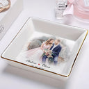 Custom Photo,Anniversary,Art Design,Gift For Couples,Romantic,Photo - Watercolor - With BG - Custom Photo Watercolor Painting Couples Anniversary Gift - Personalized Ring Dish
