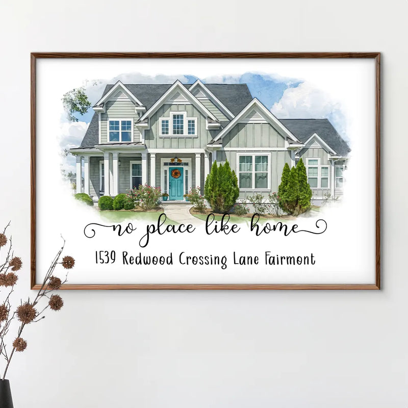 Custom Photo, Art Design, Family, Proud, Photo - Watercolor - With BG - Custom Photo Watercolor Painting Home Sweet Home - Personalized Poster