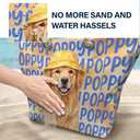 Adorable, Art Design, Custom Photo, Summer, Pet Lovers, Photo - Watercolor Summer Pet With Accessories - Custom Photo Watercolor Pet With Summer Accessories Cute Dog Cat Portrait - Personalized Beach Bag