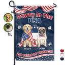America 250th,Custom Photo,Independence Day,Art Design,Pet Lovers,Playful,Photo - US Theme Accessories Watercolor - Custom Photo Watercolor With US Accessories Pawty In The USA - Personalized Flag