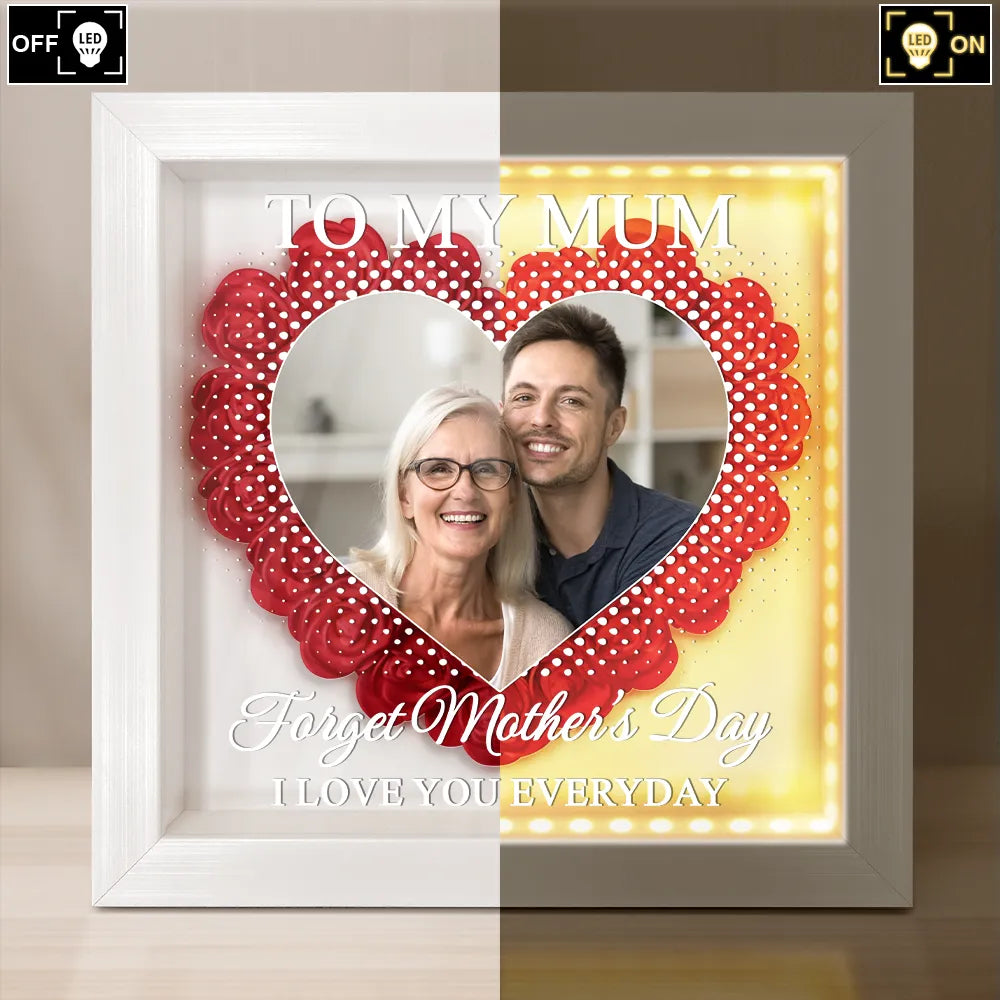 Gift For Mother,Gift For Grandma,Love,Family - Custom Photo We Love You Everyday - Personalized LED Light Flower Shadow Box