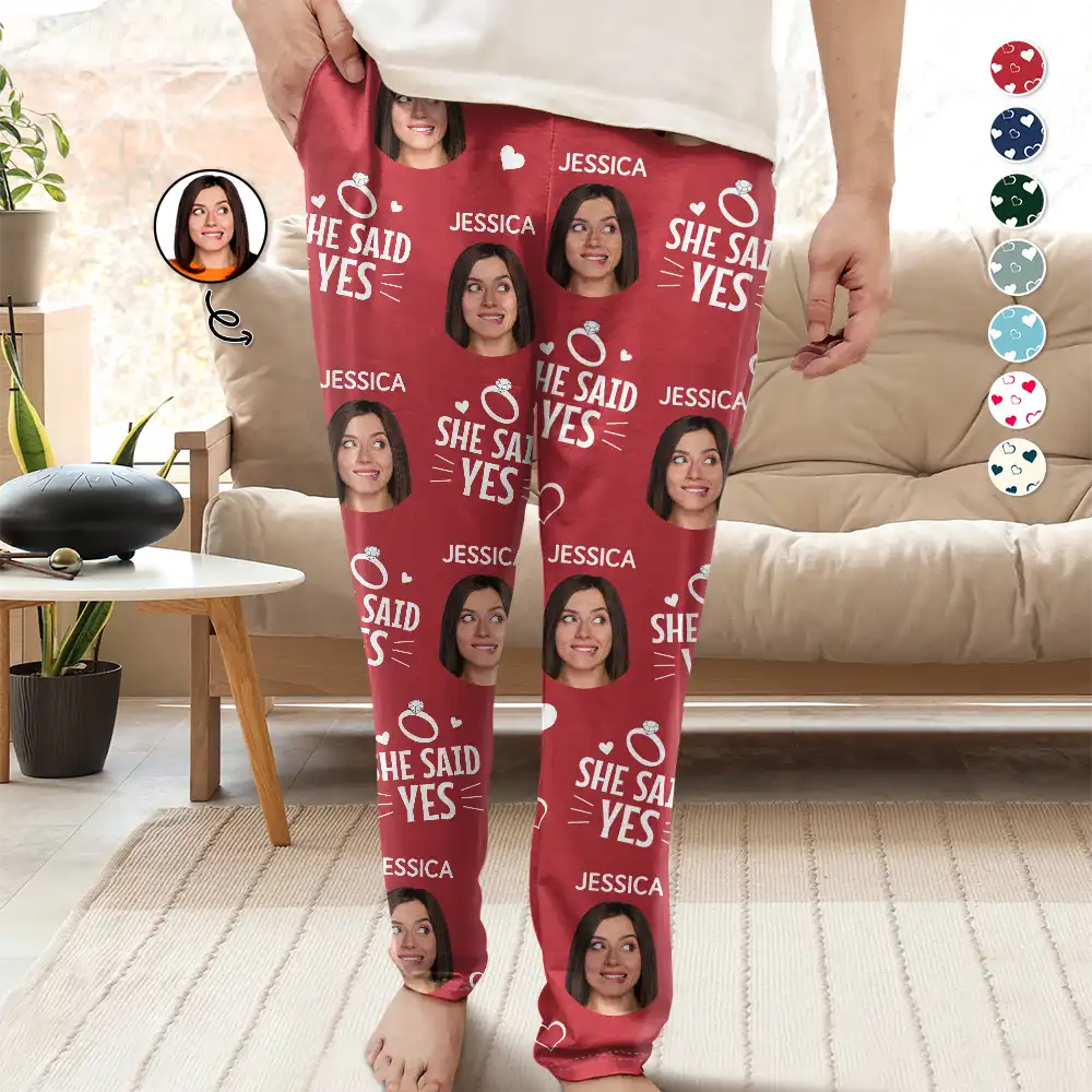 Custom Photo We Officially Said Yes - Personalized Pajama Pants
