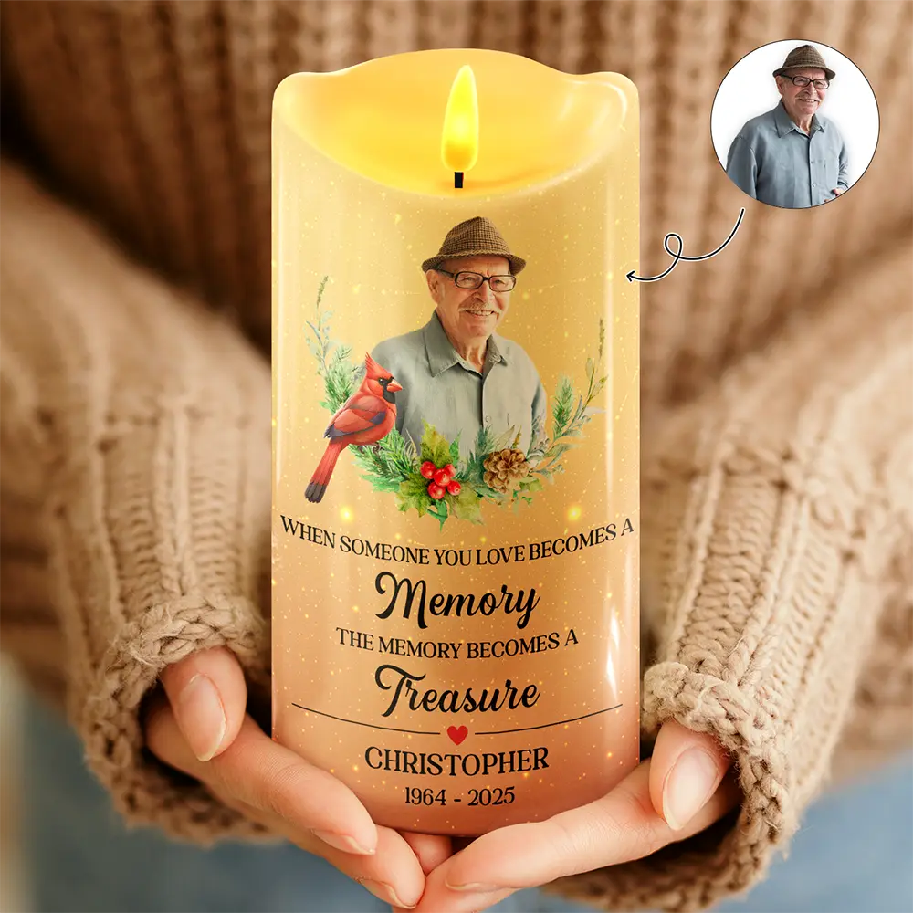 Custom Photo When Someone You Love Becomes A Memory Memorial - Personalized Flameless LED Candle