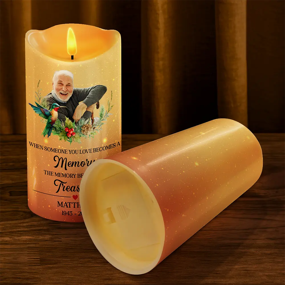 Family, Gift For Women, Gift For Men, Memorial, Sad, Christmas - Custom Photo When Someone You Love Becomes A Memory Memorial - Personalized Flameless LED Candle