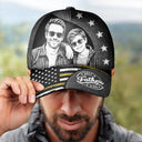 Gift For Father,Custom Photo,Independence Day,Art Design,Top Market,Confident,Photo - Pencil Sketch - Dark BG - Custom Photo White Pencil Sketch Art Best Dad Papa Ever - Personalized Classic Cap