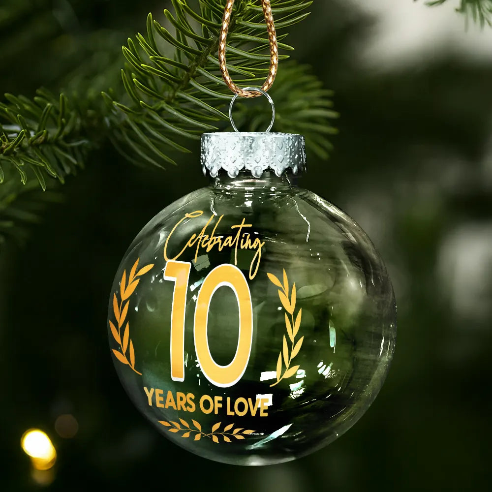 Wedding Anniversary,Anniversary,Gift For Couples - Custom Photo Year Of Love Wedding Anniversary - Personalized Ball Ornament