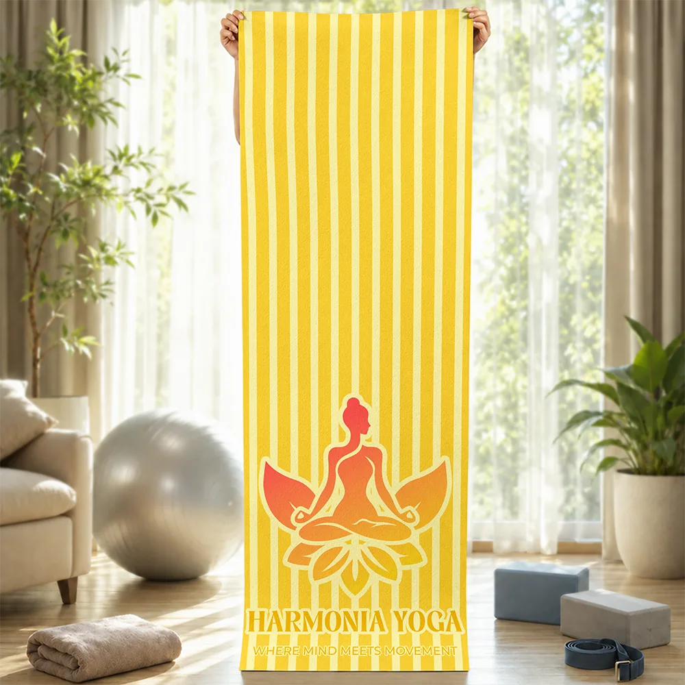 Gift For Yourself, Gift For Women, Custom Photo, Confident, Remove BG Photo - Custom Photo Yoga Studio Logo With Striped Pattern - Personalized Yoga Mat