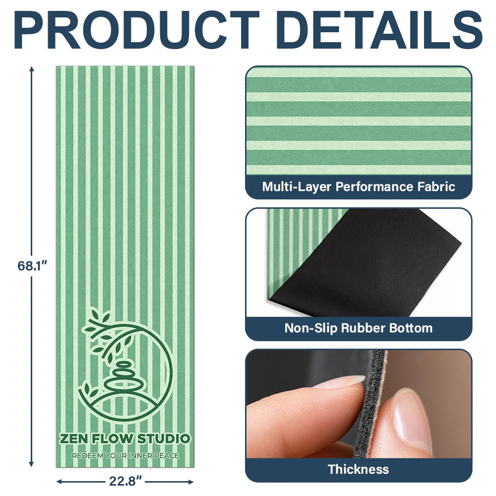 Gift For Yourself, Gift For Women, Custom Photo, Confident, Remove BG Photo - Custom Photo Yoga Studio Logo With Striped Pattern - Personalized Yoga Mat