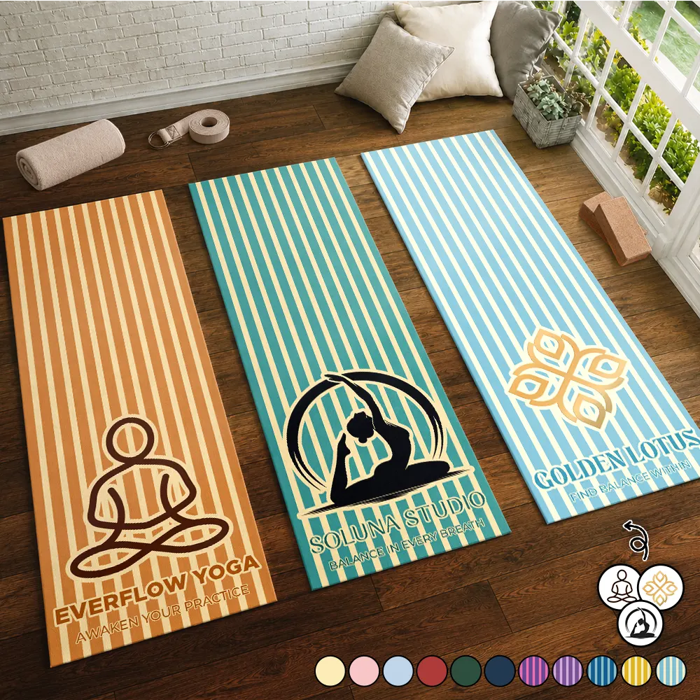 Gift For Yourself, Gift For Women, Custom Photo, Confident, Remove BG Photo - Custom Photo Yoga Studio Logo With Striped Pattern - Personalized Yoga Mat