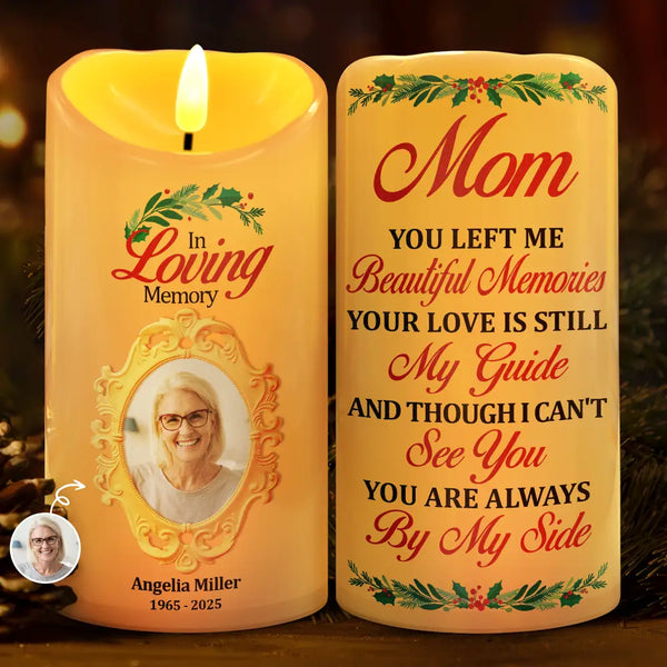 Family,Gift For Women,Gift For Men,Gift For Wife,Gift For Husband,Gift For Mother,Gift For Father,Gift For Brothers,Gift For Sisters,Gift For Son,Gift For Daughter,Custom Photo,Sad,Christmas,Memorial - Custom Photo You Are Always By My Side - Personalized Flameless LED Candle