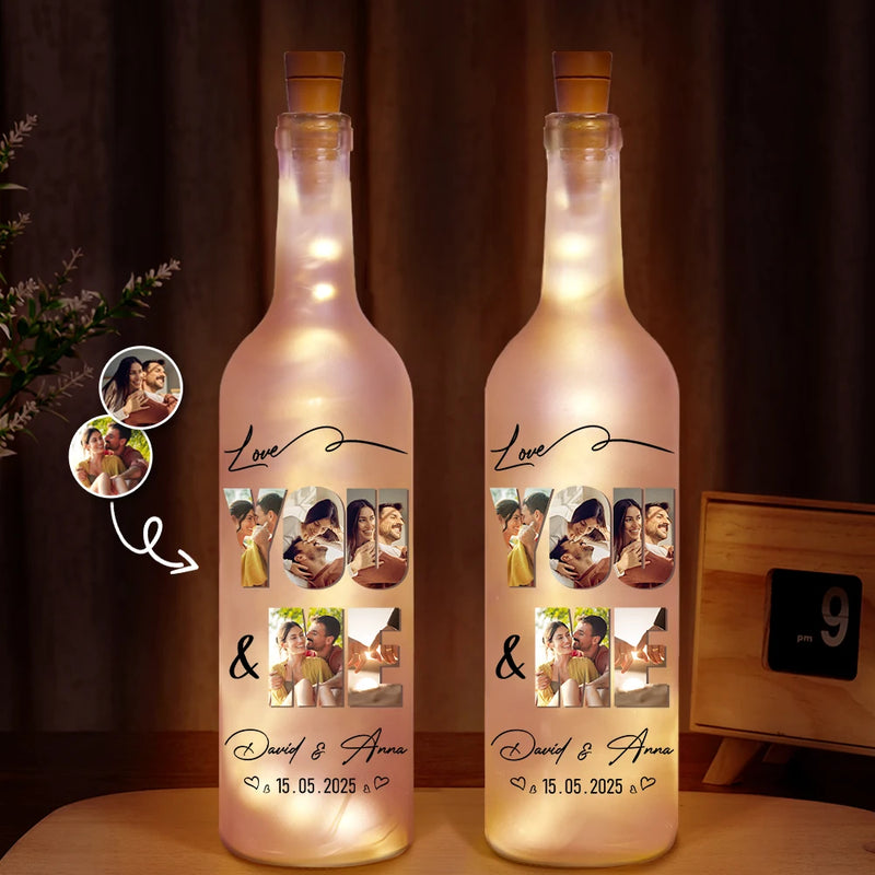 Custom Photo, Gift For Couples, Gift For Husband, Gift For Wife, Gift For Boyfriend, Gift For Girlfriend, Love - Custom Photo You & Me We Got This - Personalized Bottle Light