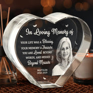 Memorial,Family,Parents,Gift For Grandparents,Custom Photo,Sad - Custom Photo Your Life Was A Blessing Memorial - Personalized Crystal Heart