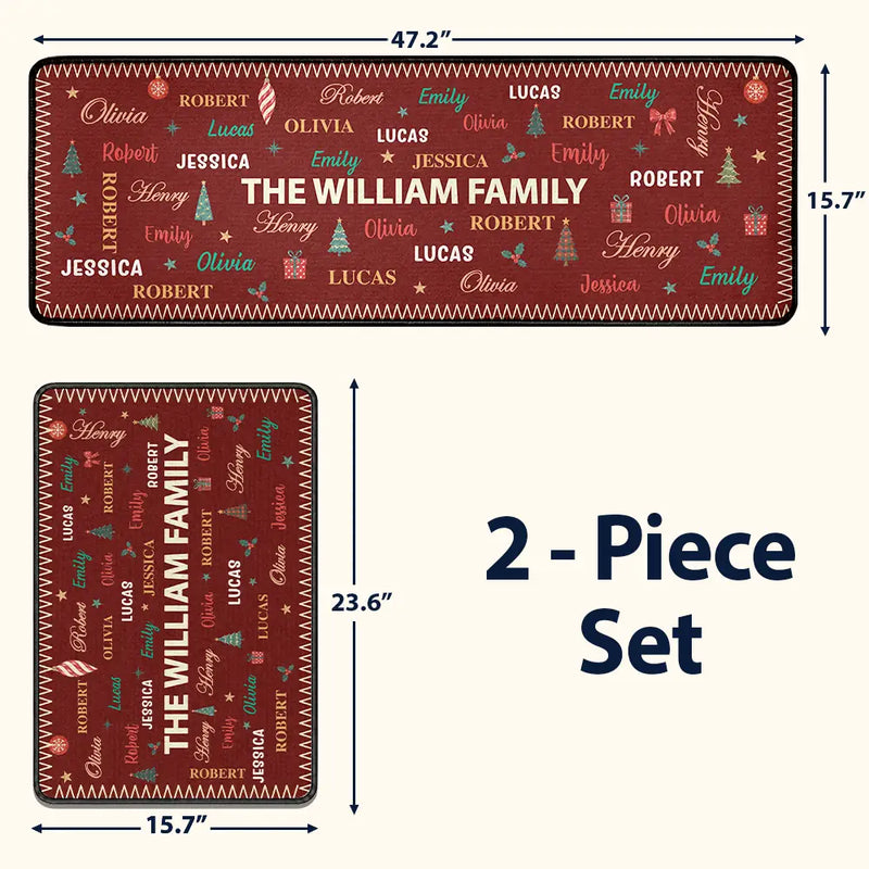 Sentimental,Christmas,Family,Custom Text - Custom Family Names Christmas - Personalized Runner Rug