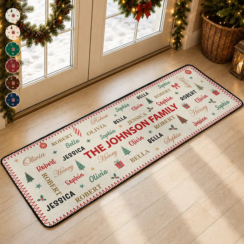 Sentimental,Christmas,Family,Custom Text - Custom Family Names Christmas - Personalized Runner Rug