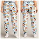 Playful,Custom Photo,Gift For Mother,Cut-Face Photo - Custom Photo Best Mom Ever Colorful Stripes Pattern - Personalized Pajama Pants
