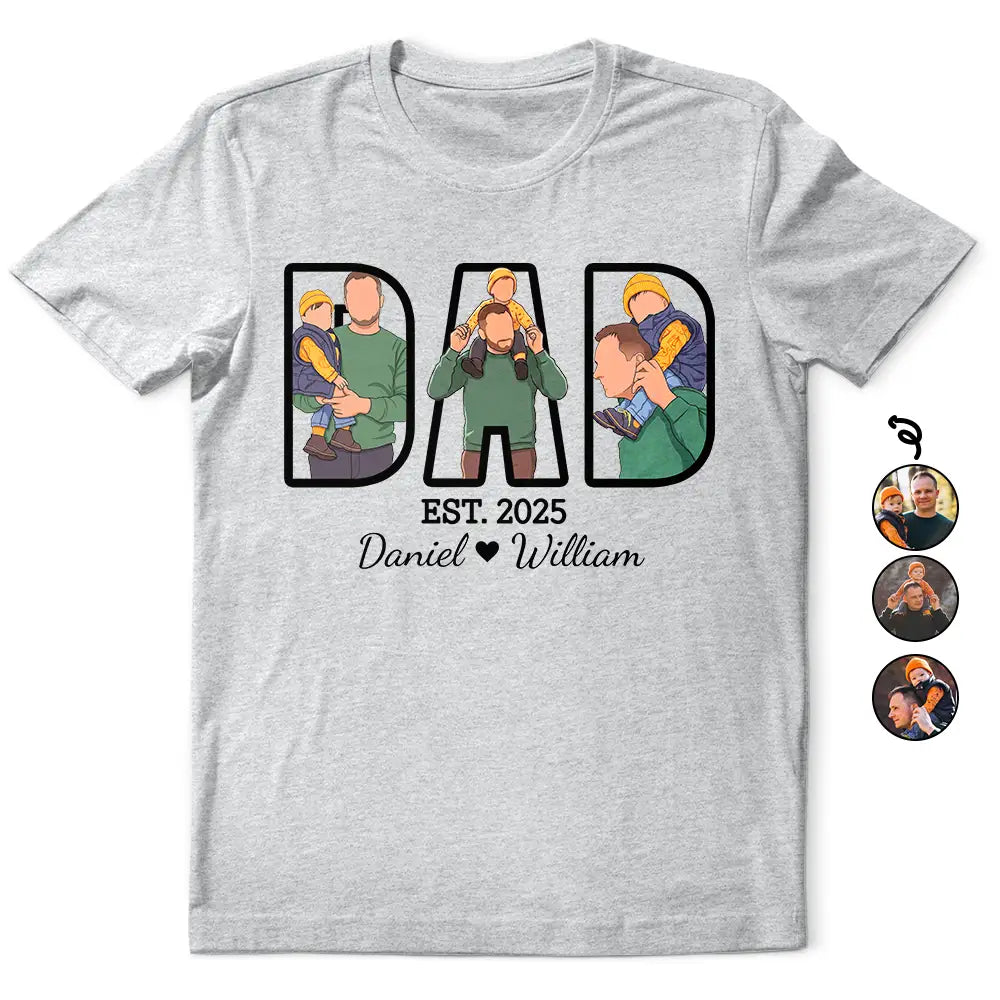Gift For Grandpa,Gift For Father,New Dad,Non-Eng,Photo - Faceless Portrait ,Adorable - Custom Photo Faceless Portrait Dad Papa Portrait - Personalized T Shirt