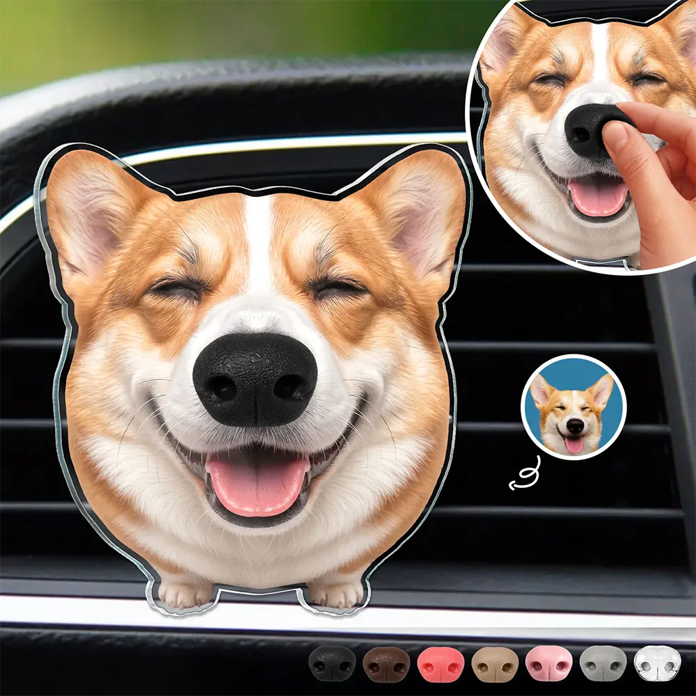 Top Market,Art Design,Humorous,Dog Lovers,Pet Lovers,Photo - Squishy Dog Nose - Custom Photo Funny Dog Nose Boop It - Personalized Squishy Acrylic Car Vent Clip