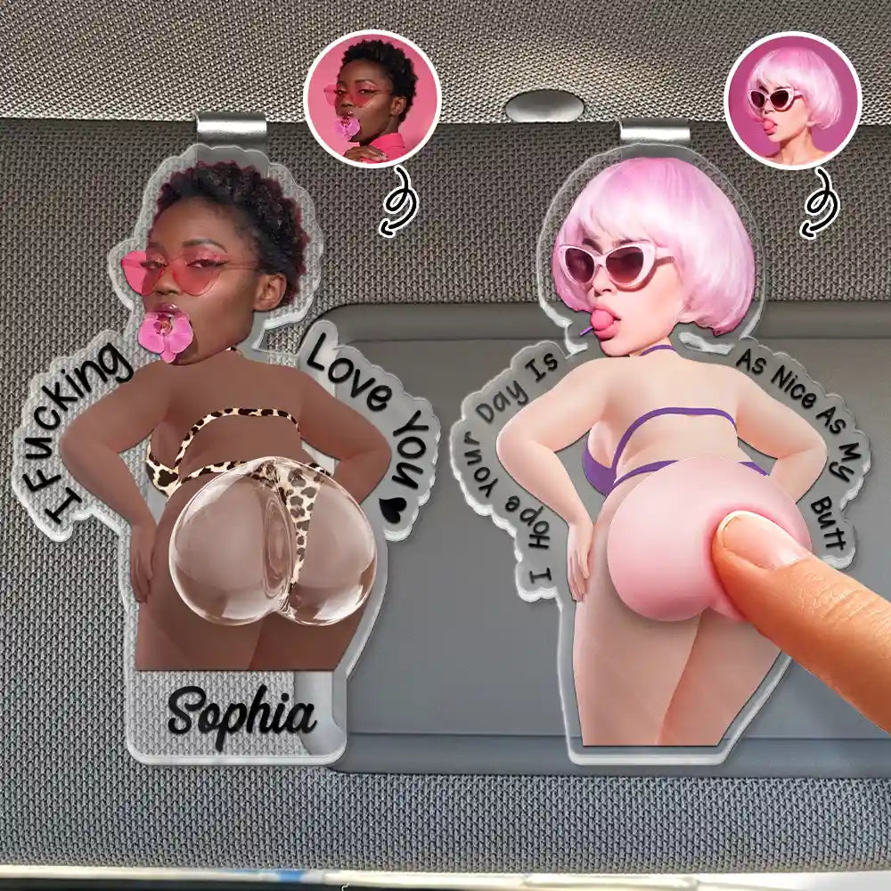 Custom Photo Hope Your Day Is Nice - Personalized Squishy Acrylic Car Visor Clip