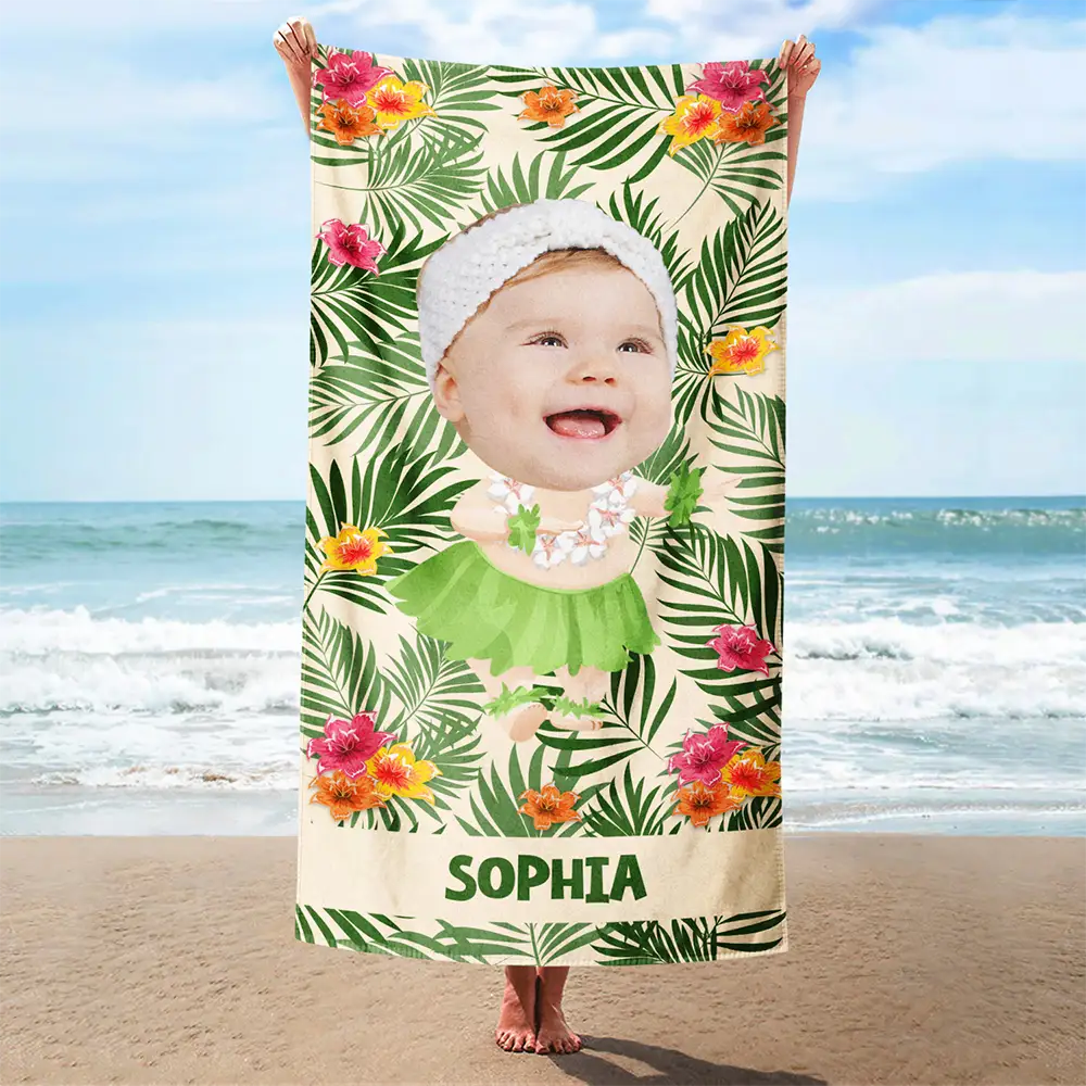 Custom Photo Hula Dancing - Personalized Beach Towel