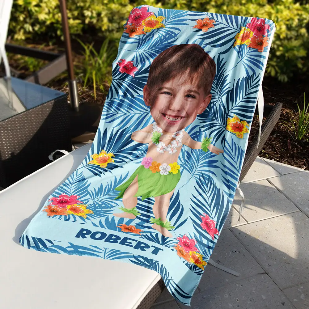 Custom Photo Hula Dancing - Personalized Beach Towel