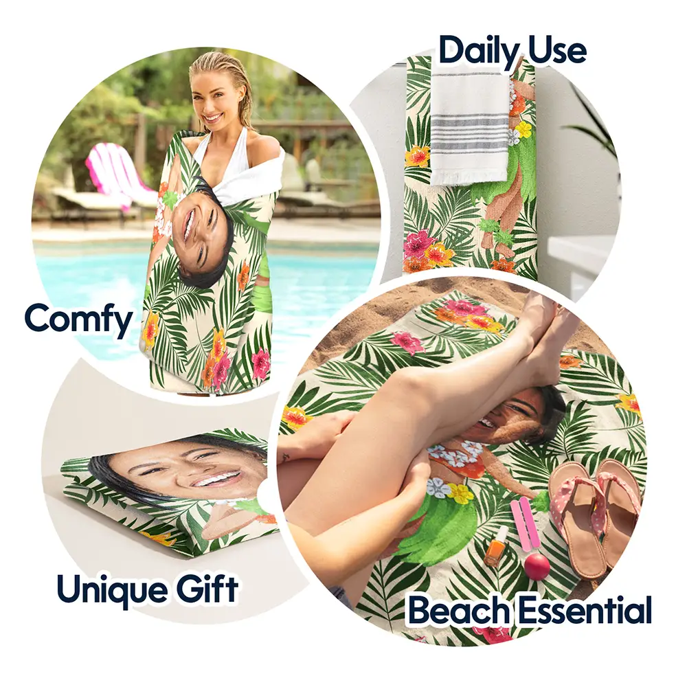 Custom Photo Hula Dancing - Personalized Beach Towel