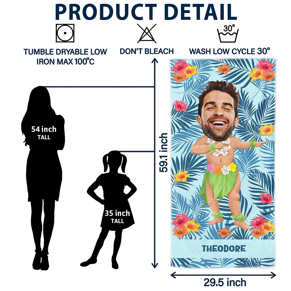 Custom Photo Hula Dancing - Personalized Beach Towel