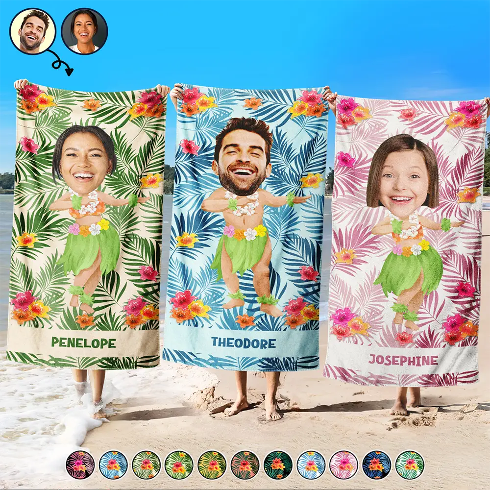 Custom Photo Hula Dancing - Personalized Beach Towel