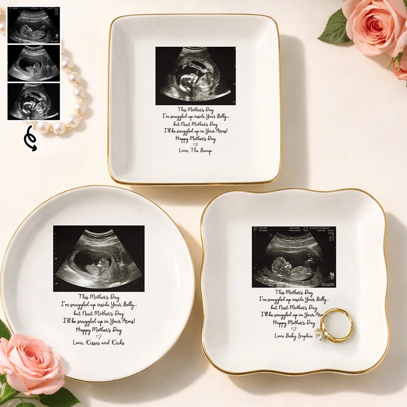 Love,Gift For Mother,Top Market,Top Market,Photo - Custom Photo I'll Be Snuggled Up In Your Belly - Personalized Ring Dish