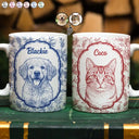 Happy,Dog Lovers,Pet Lovers,Cat Lovers,Non-Eng,Photo - Pencil Sketch - White Background - Custom Photo Pencil Sketch Art Dog Cat Kid Pet Portrait Toile - Personalized White Edge-to-Edge Mug