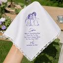 Custom Photo Pencil Sketch Blue Wedding For Bride, Daughter - Personalized Handkerchief