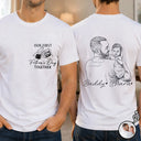 Custom Photo Pencil Sketch Our First Father's Day Together - Personalized T Shirt