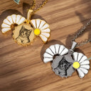 Custom Photo Pencil Sketch Portrait In Memorial Of Loved One - Personalized Hidden Message Necklace