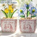 Custom Photo Pencil Sketch The Love Between Mother & Daughter Is Forever - Personalized Glass Flower Plant Pot