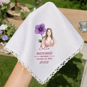 Art Design,Sentimental,Gift For Yourself,Gift For Women,Wedding,Photo - Watercolor - Remove BG - Custom Photo Realistic Watercolor Art Mother Of The Bride Groom & Birth Flower - Personalized Handkerchief