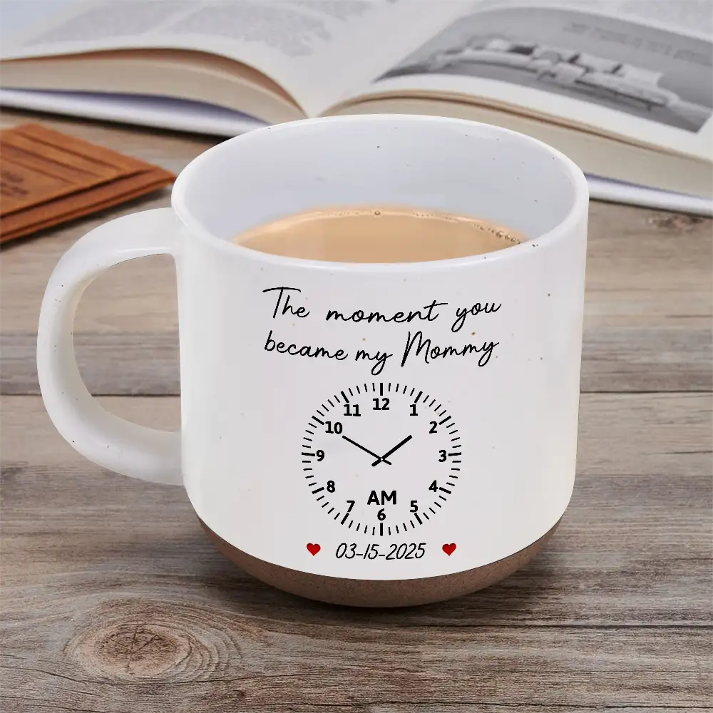 Custom Photo Realistic Watercolor Art The Moment You Became My Daddy Mommy Date And Time - Personalized Pottery Mug