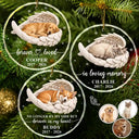Art Design,Healing,Christmas,Pet Memorial,Pet Lovers,Memorial,Photo - Sleeping Pet Angle Wing - Custom Photo Sleeping Angel Forever Loved Memorial Dog Cat - Personalized Circle Glass Ornament