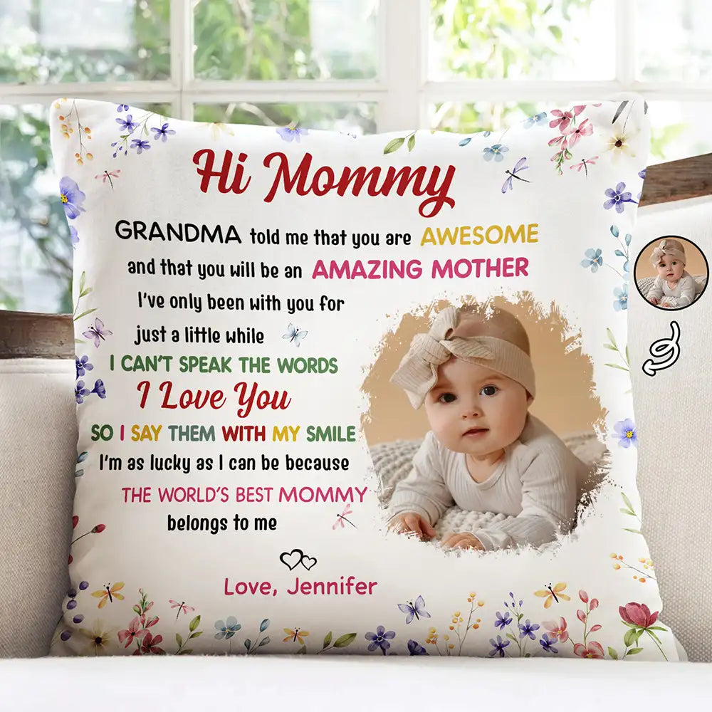 Custom Photo The World's Best Mommy Belongs To Me - Personalized Pillow