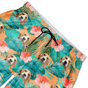 Custom Photo Tropical Leaves Funny Family Pet Face - Personalized Unisex Beach Shorts