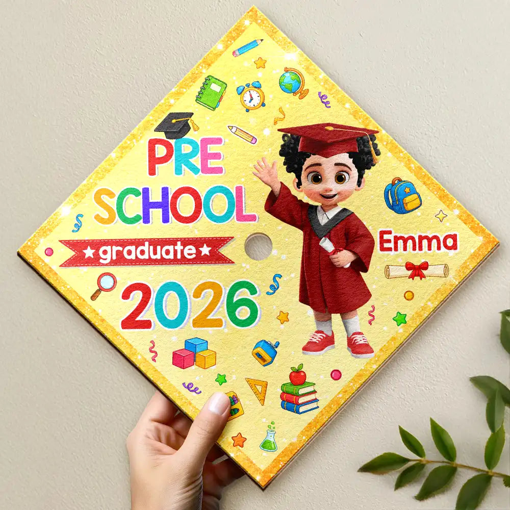 Graduation,Gift For Grandkids,Gift For Kids,Happy - Cute Graduation Kid Kindergarten Preschool - Personalized Graduation Cap Topper