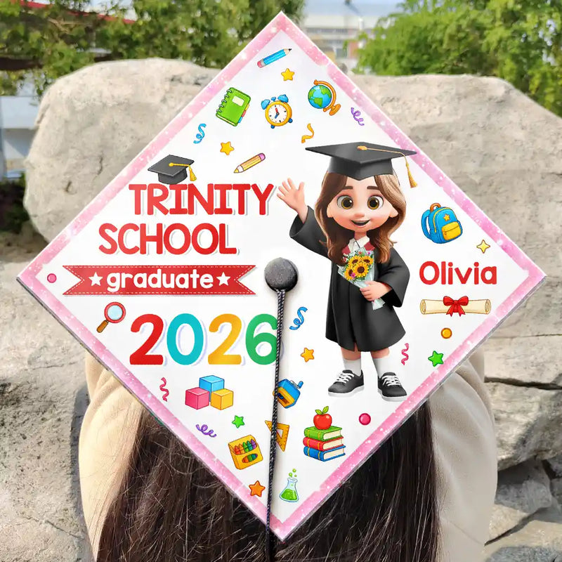Graduation,Gift For Grandkids,Gift For Kids,Happy - Cute Graduation Kid Kindergarten Preschool - Personalized Graduation Cap Topper