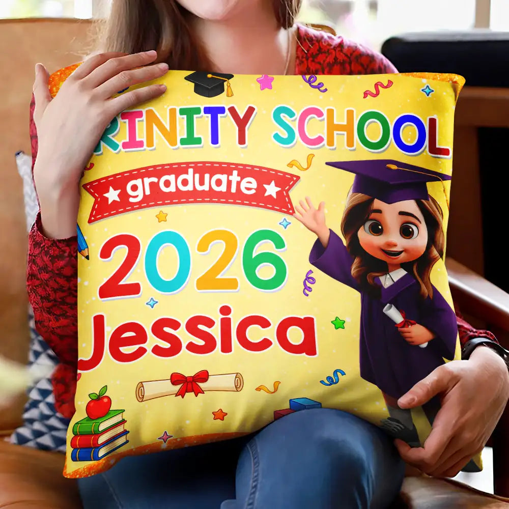 Graduation,Gift For Grandkids,Gift For Kids,Happy - Cute Graduation Kid Kindergarten Preschool - Personalized Pillow