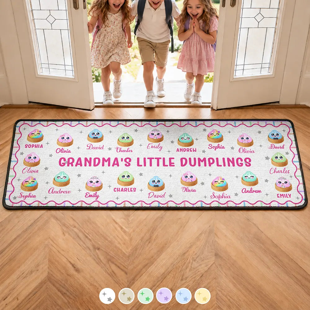 Grandma's Little Dumplings In Steamer Basket Gift For Grandma Grandparents Family - Personalized Runner Rug