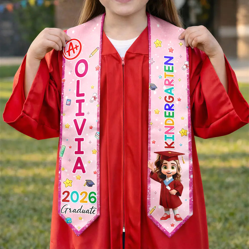 Cute Graduation Kid Kindergarten Preschool - Personalized Kid Graduation Stole