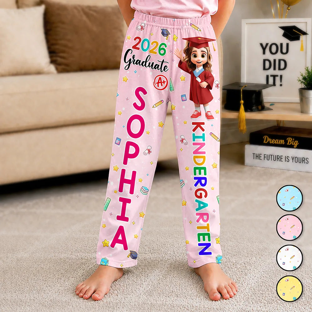 Graduation,Gift For Grandkids,Gift For Kids,Happy - Cute Graduation Kid Kindergarten Preschool - Personalized Pajama Pants
