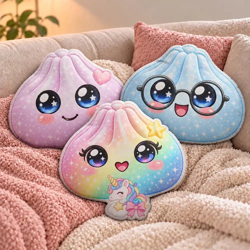 Playful, Christmas, Gift For Kids, Icon - Cute Squishy Dumpling Character Gift For Kids Daughter - Personalized Custom Shaped Pillow