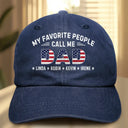 Independence Day,Gift For Father,Gift For Grandpa,Icon,Proud - Stars & Stripes My Favorite People Call Me Papa - Personalized Vintage Washed Denim Cap