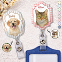 Happy,Dog Lovers,Pet Lovers,Cat Lovers,Nurse - Custom Photo Realistic Watercolor Art Watercolor Dog Cat Pet Portrait Vintage - Personalized Badge Reel