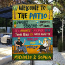 Gift For Couples,Gift For Husband,Gift For Wife,Gift For Boyfriend,Gift For Girlfriend,Patio,Grilling,Happy - Couple Outdoor Decor Proudly Serving Whatever You Bring - Personalised Classic Metal Signs