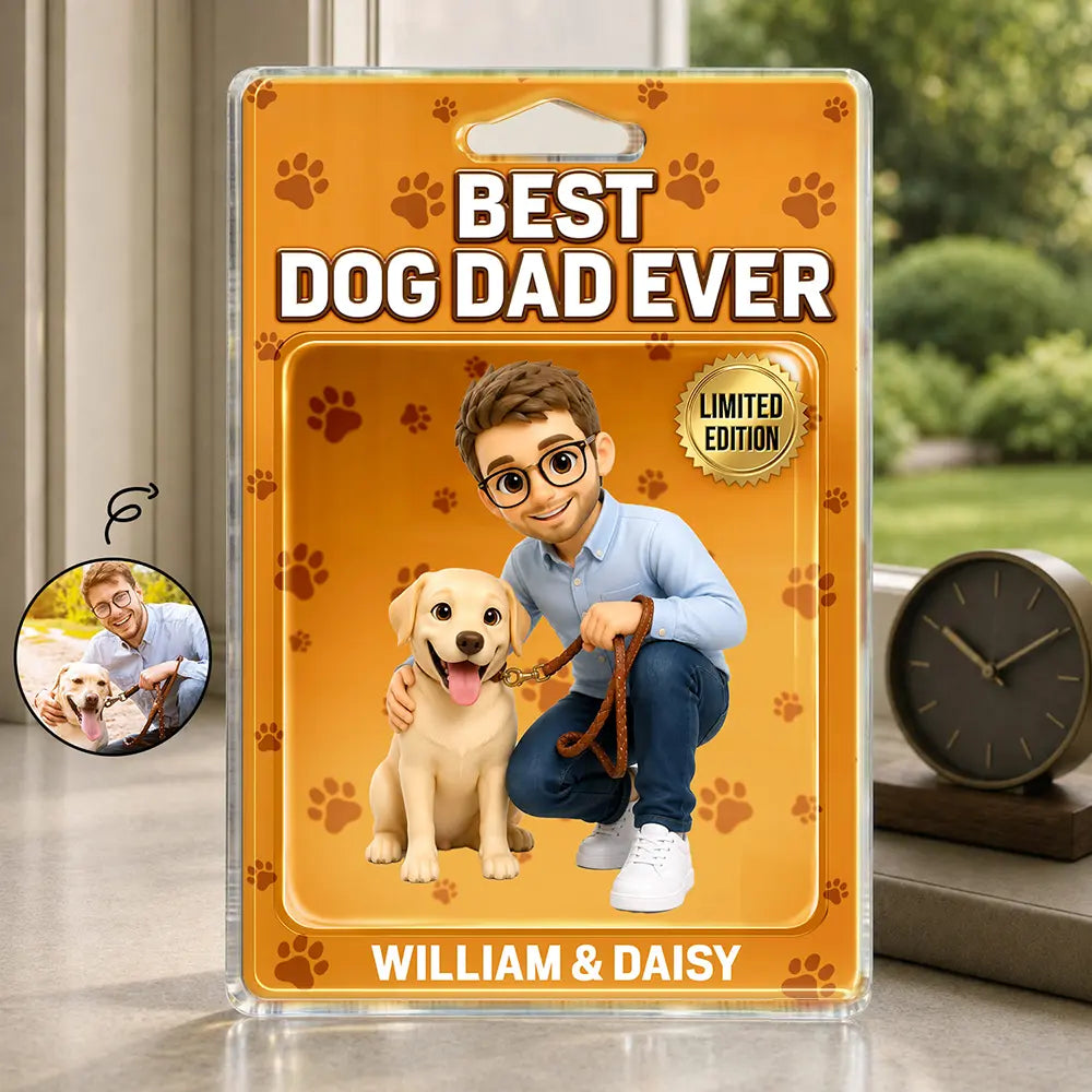 Custom Photo Toybox Figure Best Dog Dad Ever Limited Edition - Personalized Custom Shaped Acrylic Plaque